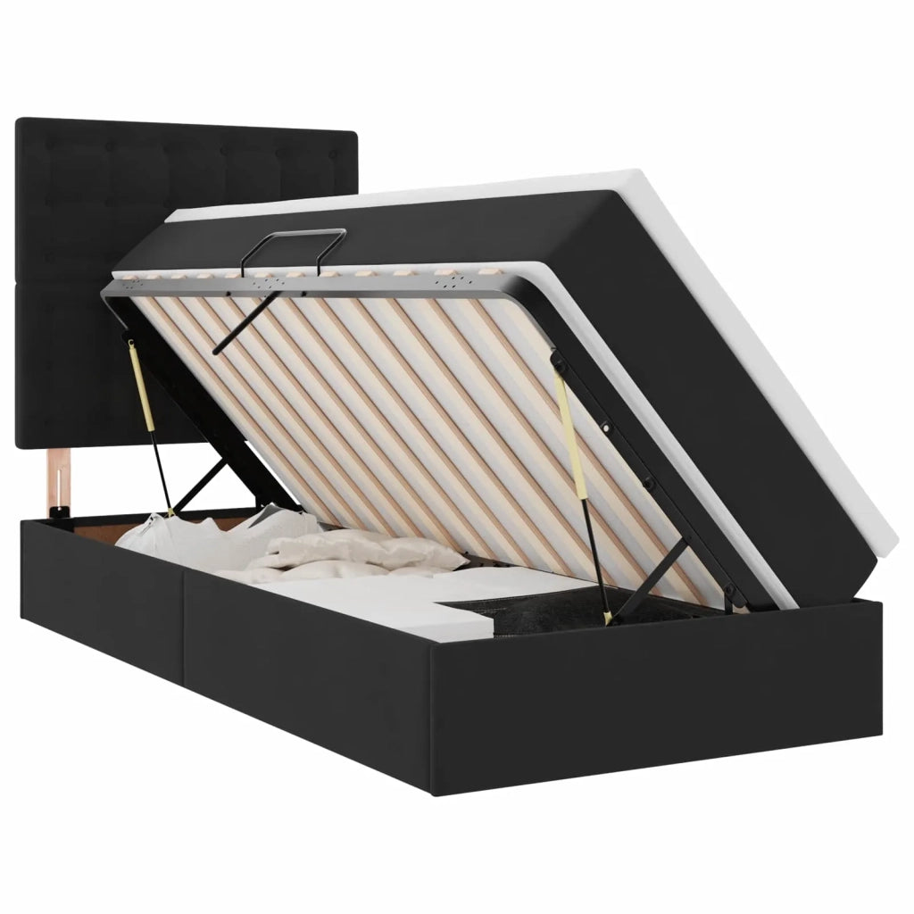 Letto con contenitore e LED con led Nero 90 x 190 cm Velluto
