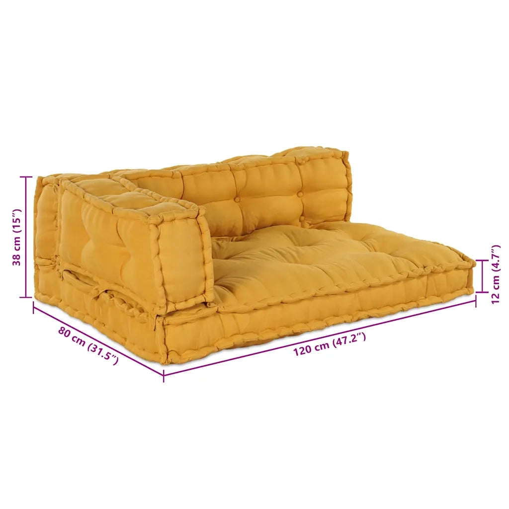 Cuscino per Divano Pallet 3 pcs Giallo 120 x 80 x 38 cm Tessuto 4019092