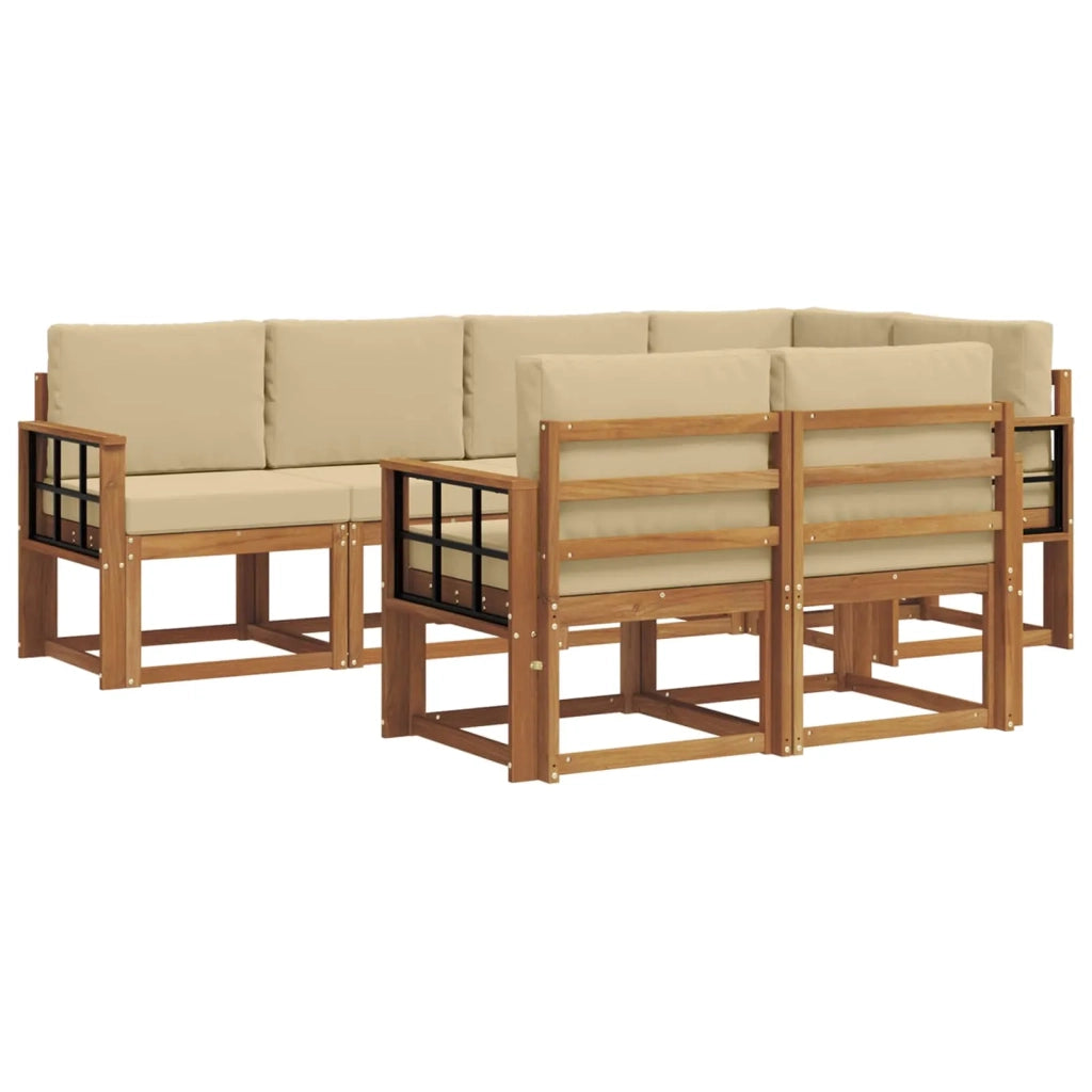 Set di divani da esterno con cuscino 7 pcs Naturale e Beige 3366546