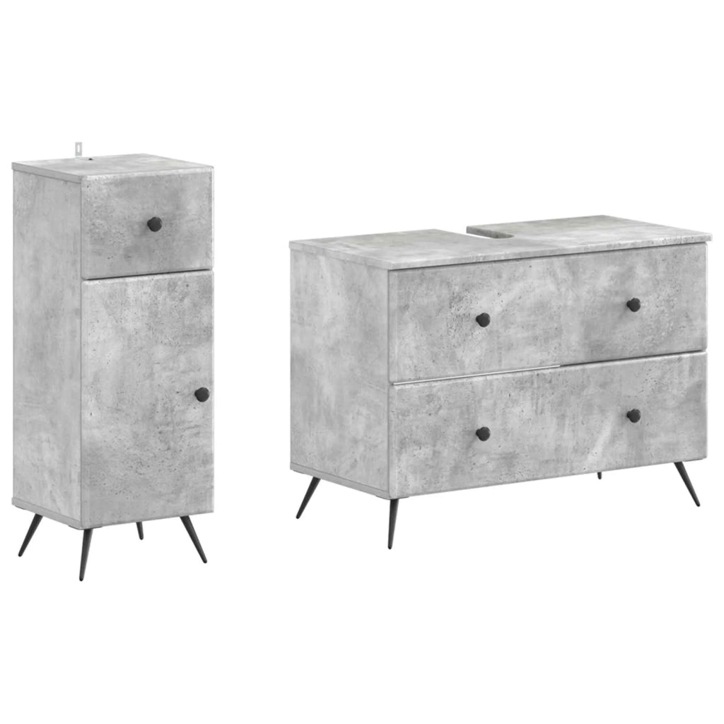Set di Armadi da Bagno da 2 Pezzi BREDA Grigio Cemento 3417723