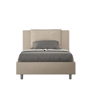 Letto una piazza e mezza senza rete imbottito 120x210 similpelle tortora Antea