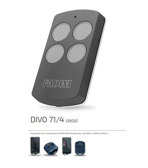 TELECOMANDO RADIOCOMANDO TRASMETTITORE FADINI DIVO 71 4 CANALI ORIGINALE 433.92