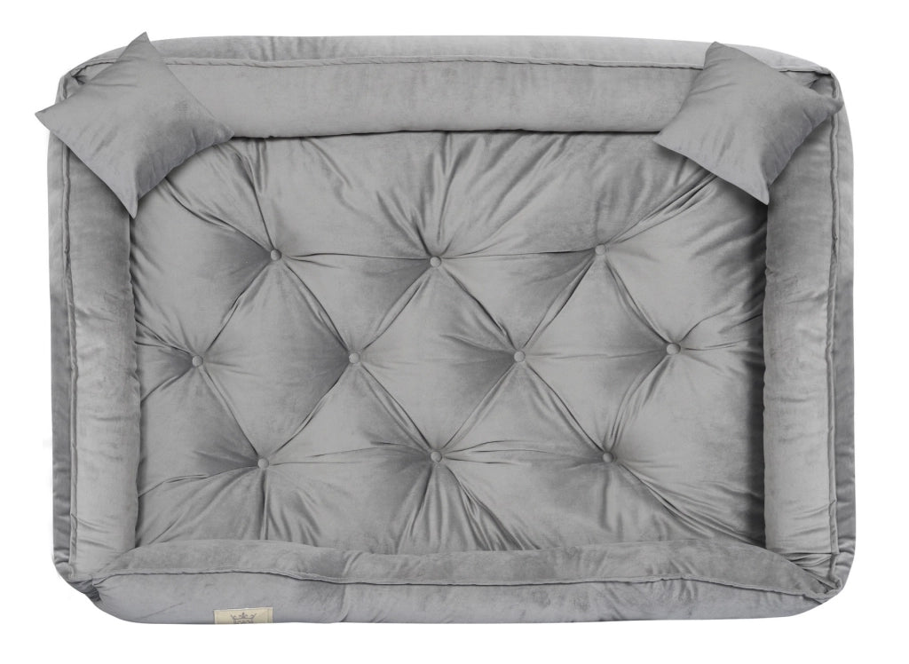 AIO FACTORY Cuccia per cani 130x105 cm in velluto grigio con cuscino impermeabile