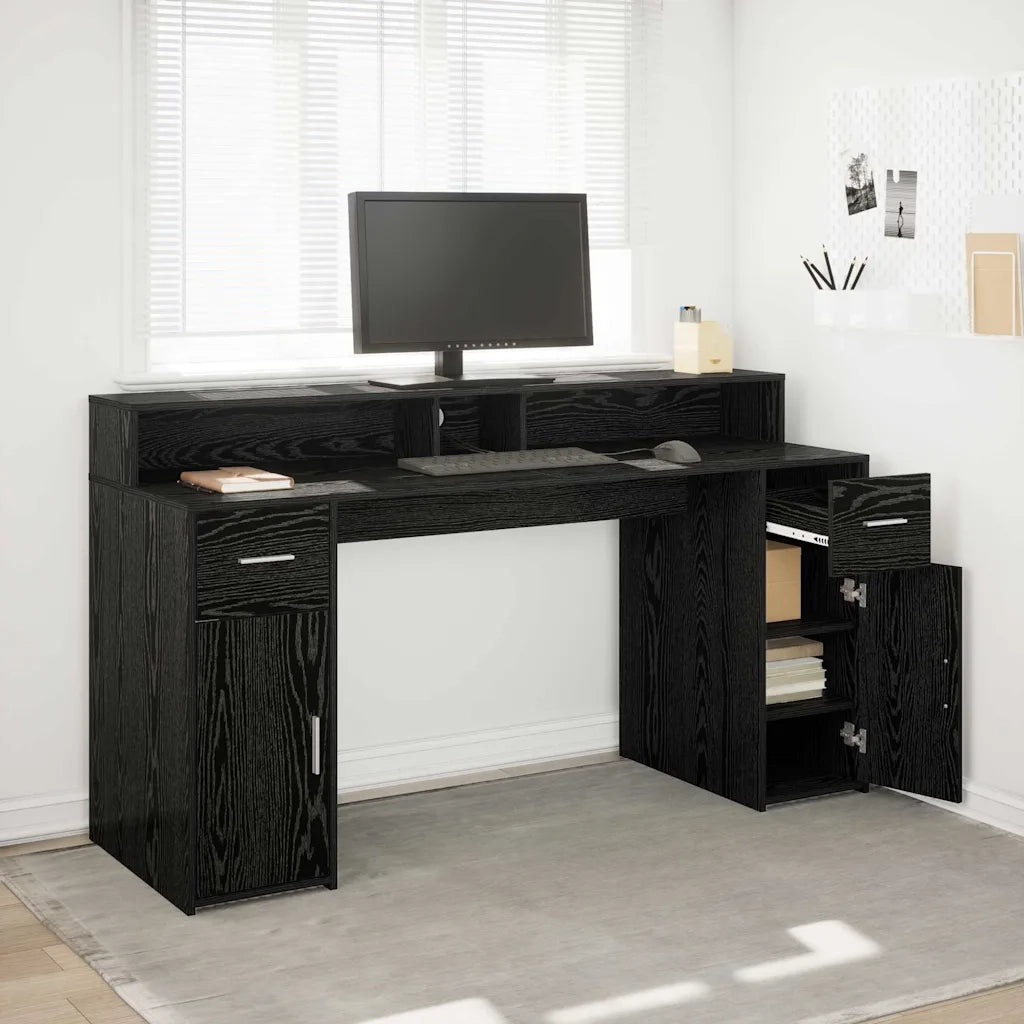 Scrivania Rovere nero 160 x 55 x 91 cm Legno multistrato 3365615