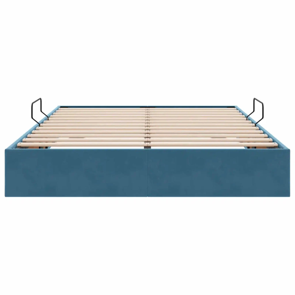 Letto ottomano con archiviazione Blu Scuro 140 x 200 cm Velluto 3442890