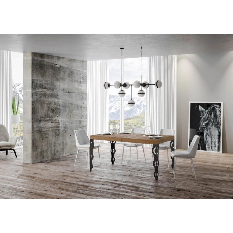 Tavolo allungabile 90x140/244 cm Karamay telaio Antracite - Quercia Natura