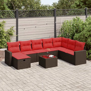 Set Divani da Giardino 9pz con Cuscini Marrone in Polyrattan 3325450