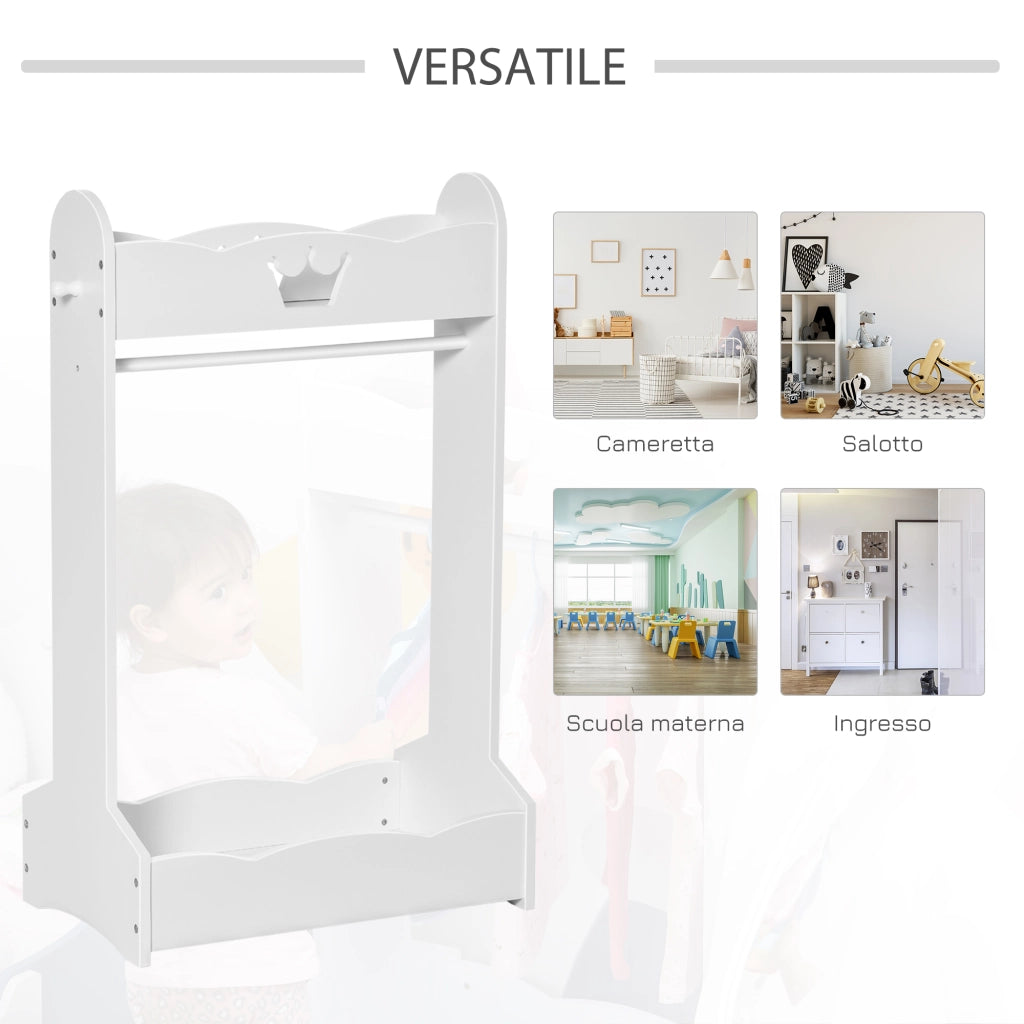 Armadio per Bambini con Ripiani e Appendiabiti ¨C Minimal ¨C 70.5x37x103cm, Bianco