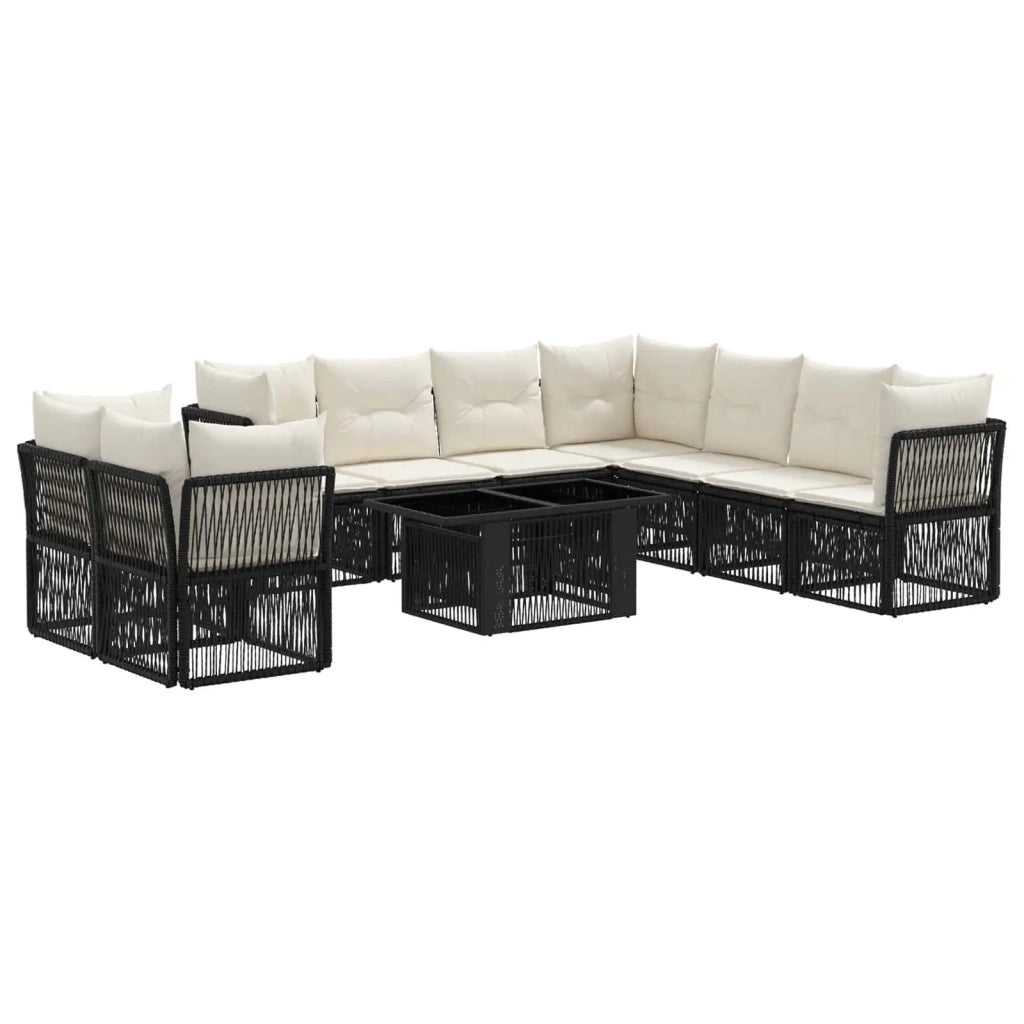 Set Divano da Giardino 10 pz Nero polyrattan 3436489