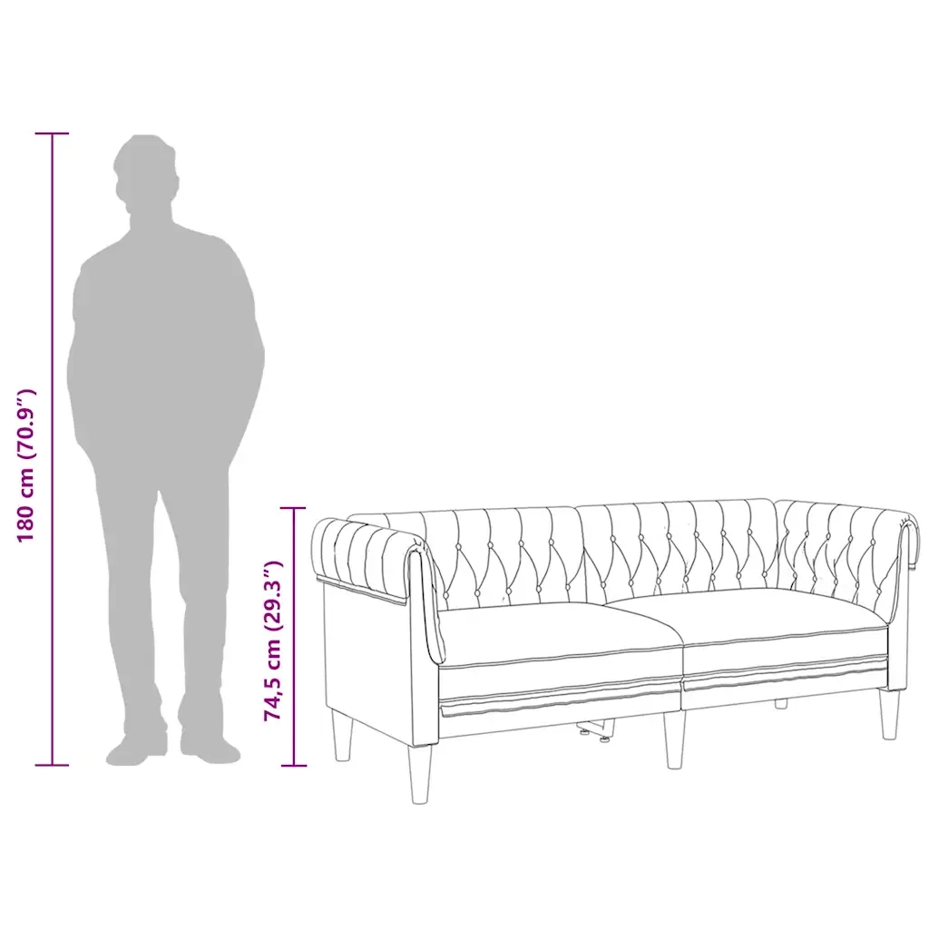 Divano | Divano da soggiorno | Sofa Chesterfield a 2 Posti in Lino
