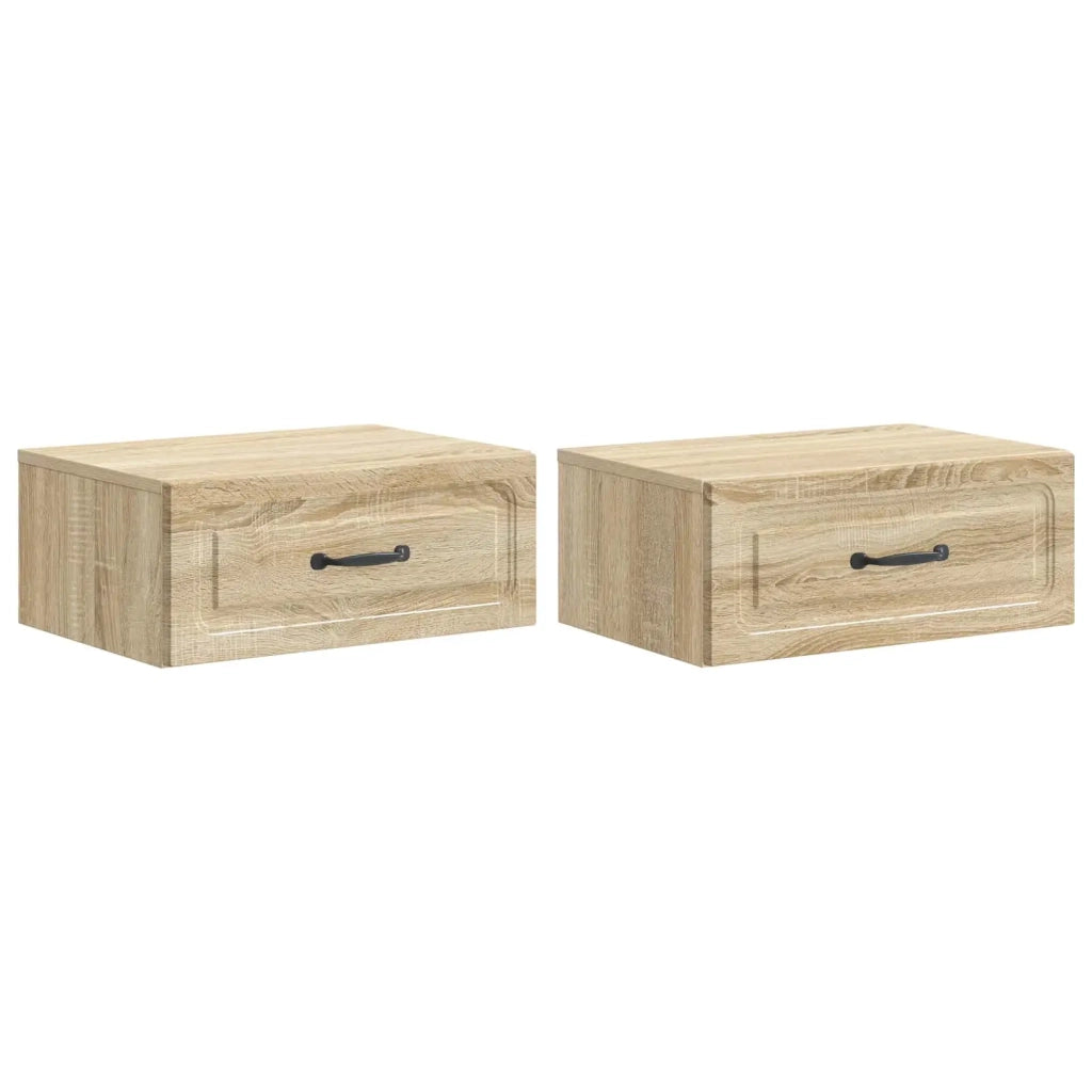 Set di 2 Comodini | Armadio da Notte | Mobiletto da notte a muro Rovere Sonoma 49 x 34,5 x 20 cm