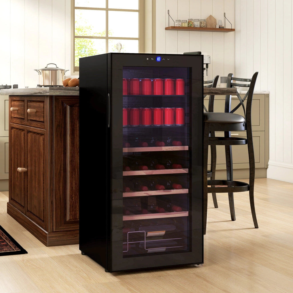 Cantinetta Vino Frigo 92L ¨C Xylo ¨C 20 Bottiglie 50 Lattine Ripiani Regolabili 43x45x94cm Nero