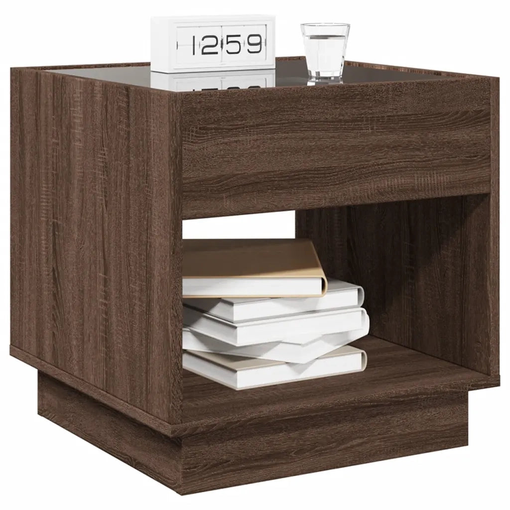 Comodino con LED Infinity Rovere Marrone 50x50x50 cm 3284090