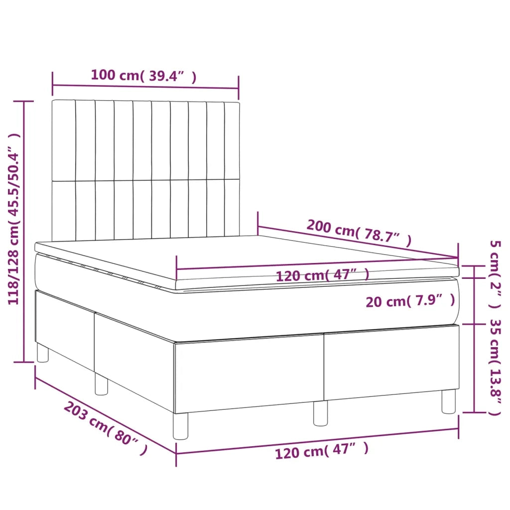 Giroletto a Molle con Materasso Tortora 120x200 cm in Tessuto 3141925