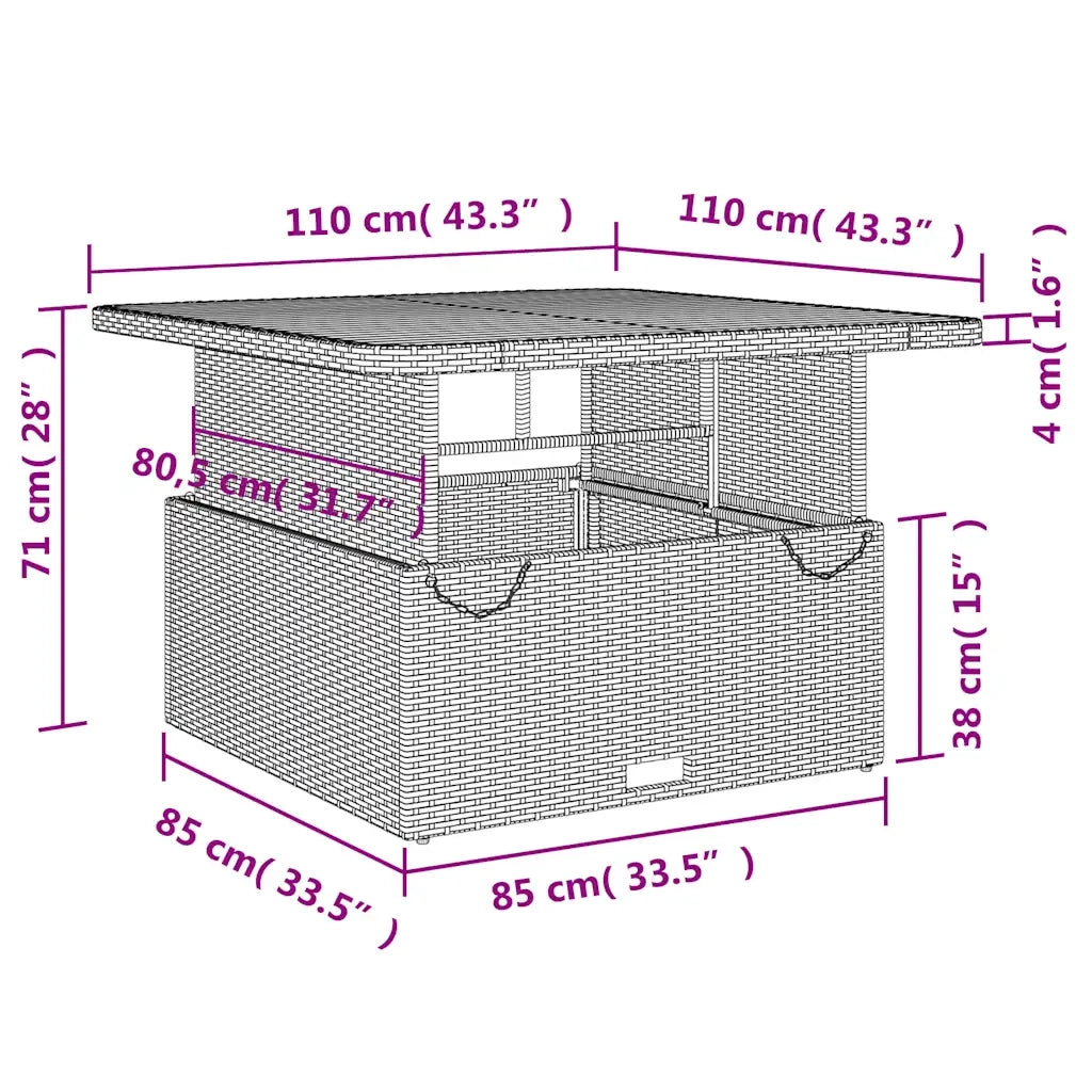 Set da Pranzo da Giardino 5 pz Nero con Cuscini in Polyrattan 3277390