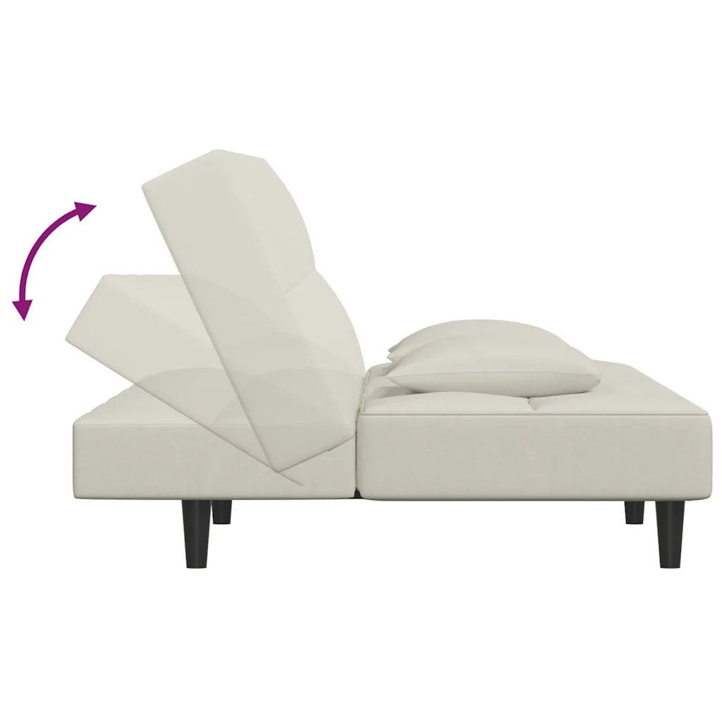 Divano letto | Sof¨¤ letto | Letto singolo a 2 Posti con 2 Cuscini Crema in Velluto