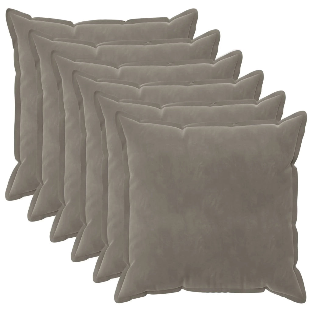 Federa 6 pcs HOUTEN Grigio Chiaro 80 x 80 cm Velluto 921582