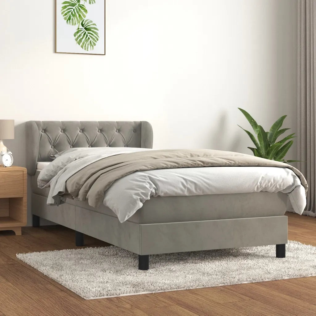Giroletto a Molle con Materasso Grigio Chiaro 80x200 cm Velluto 3127637