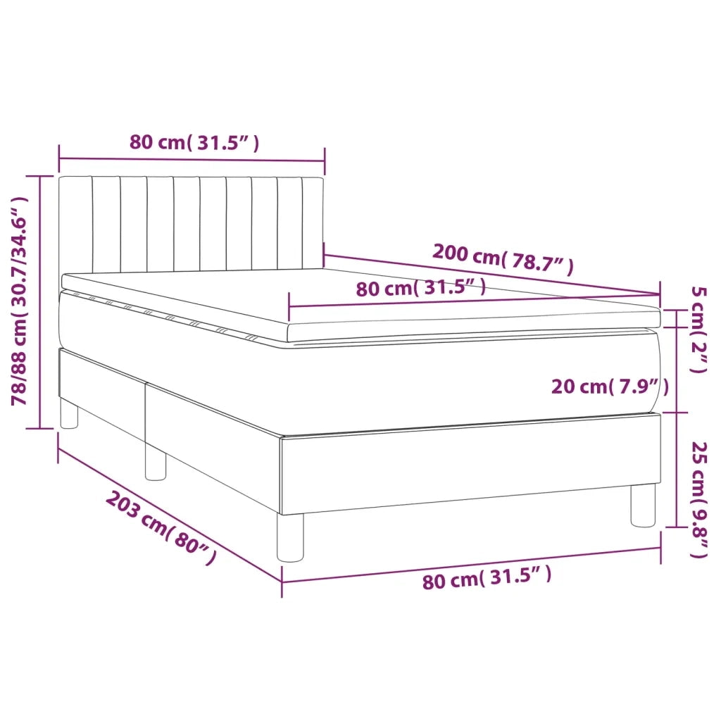 Giroletto a Molle con Materasso Marrone Scuro 80x200 cm Tessuto