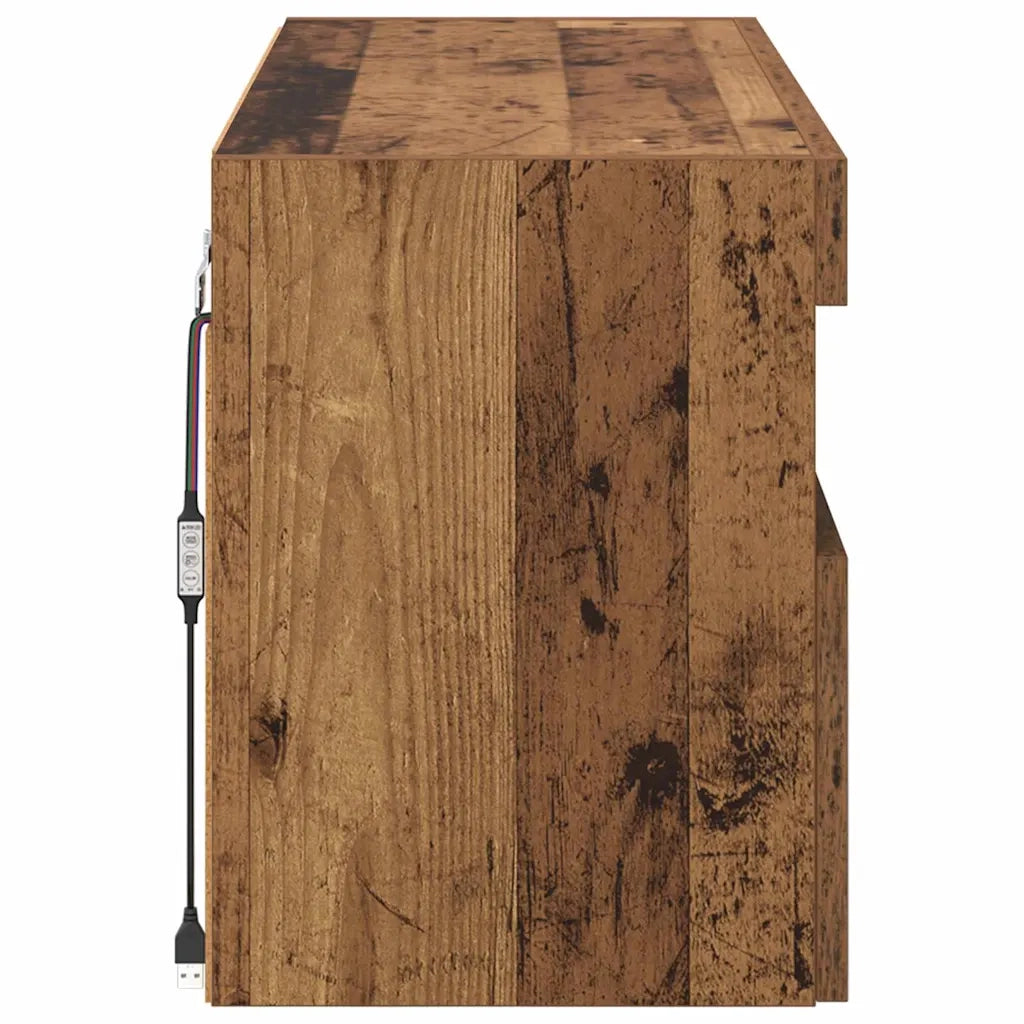 Mobile TV da parete con LED Legno vecchio 80 x 30 x 40 cm 882977