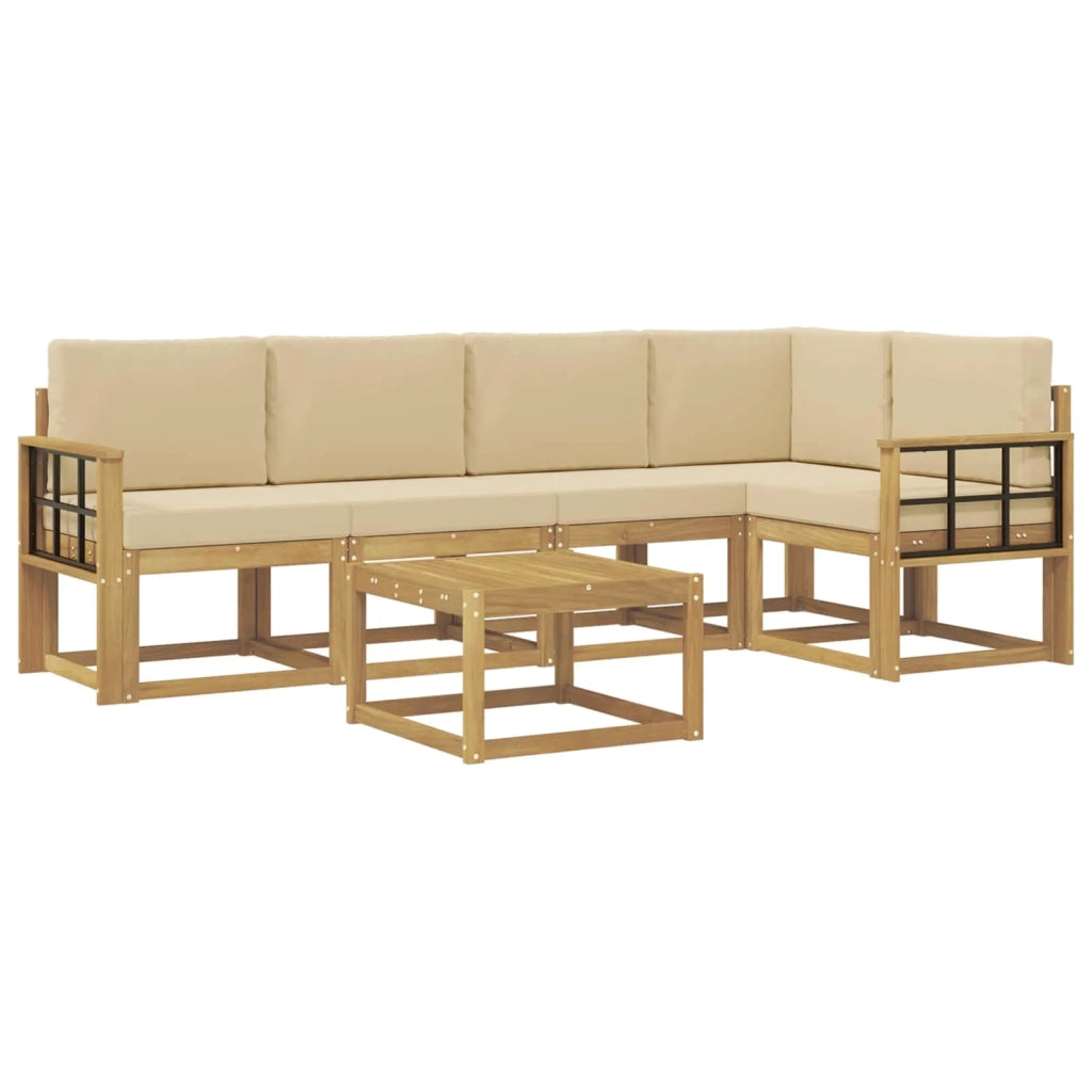 Set di divani da esterno 6 pz Bianco e Beige 3387677