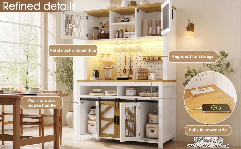 Mobile Multiuso con LED e USB ¨C MINIMAL ¨C Bianco, Ripiani, Grande Stoccaggio