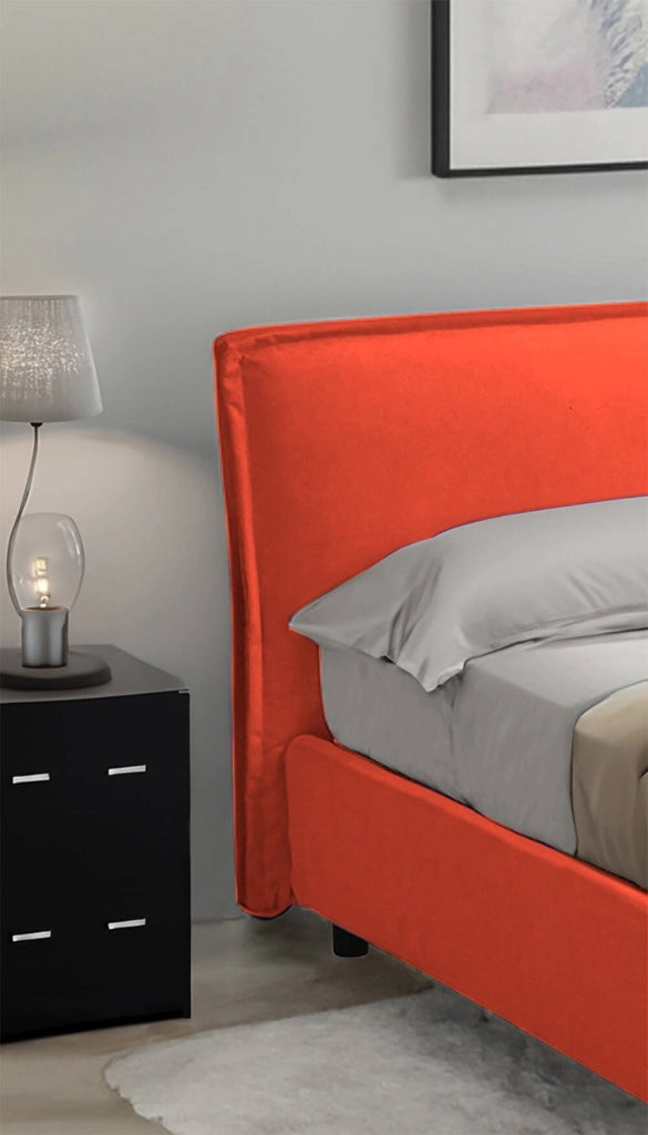 Letto Matrimoniale Brolo, Letto Matrimoniale Sfoderabile Made in Italy, Arancione