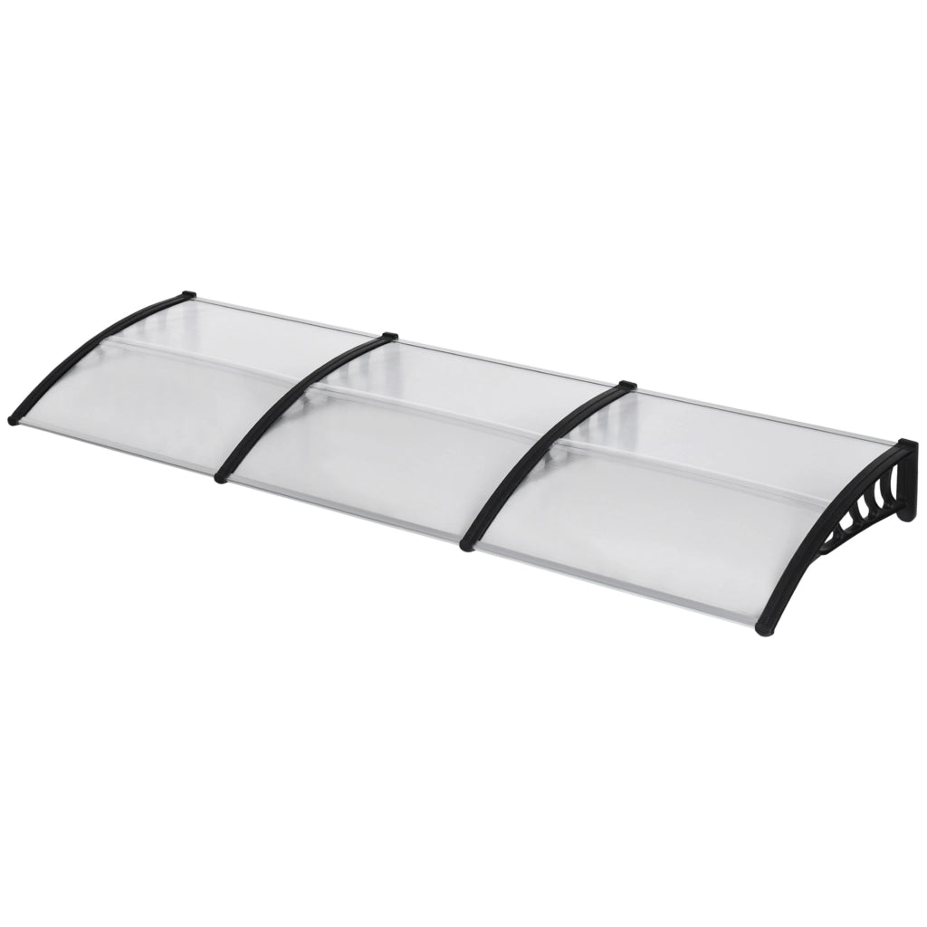 Tettoia Policarbonato Alluminio ¨C Minimal ¨C 303x96x27 cm Nero Trasparente