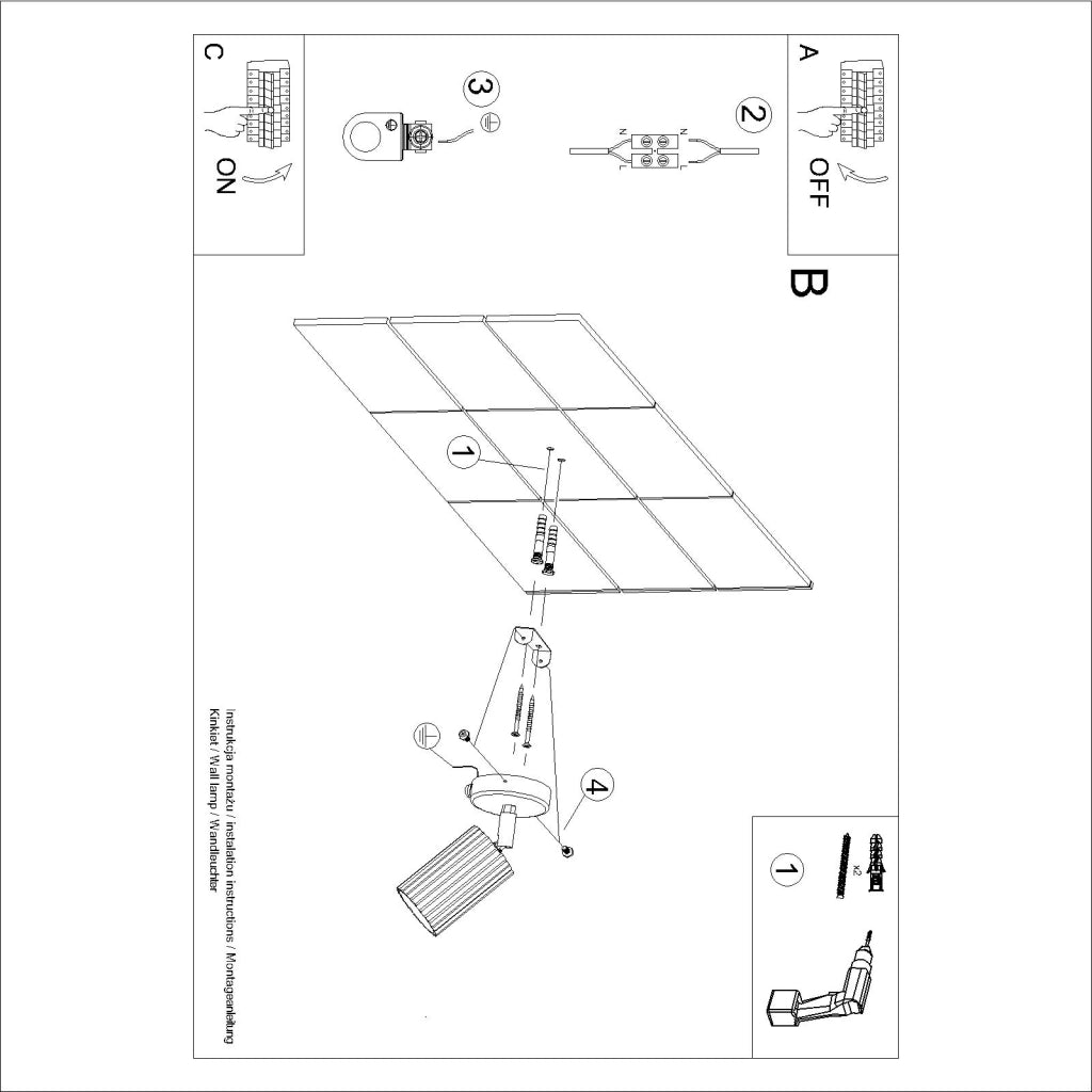 Lampada da parete KARBON taupe con interruttore
