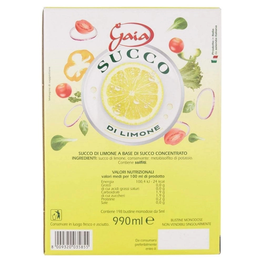 Gaia succo di limone in bustine tre confezione da 198 bustine da 5 ml ciascuna