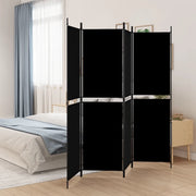 Divisorio Ambienti | Divider per stanze | Paravento a 4 Pannelli Nero 200x180 cm in Tessuto