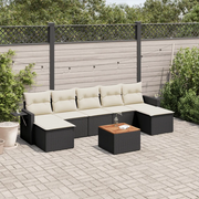 Set Divani da Giardino con Cuscini 8 pz Nero in Polyrattan 3257022