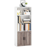 Libreria con Ante e Scaffale Aperto ¨C Minimal ¨C 60x30x149,5 cm Bianco e Marrone