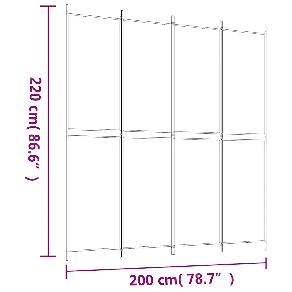 Divisorio Ambienti | Divider per stanze | Paravento a 4 Pannelli Antracite 200x220 cm Tessuto