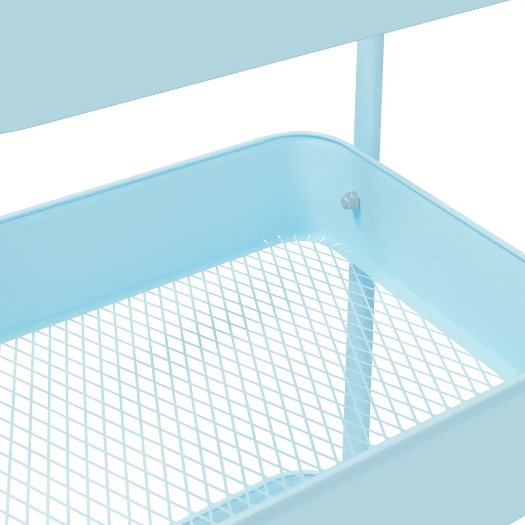 Carrello Portaoggetti a 3 Ripiani Blu 42x41,5x77 cm in Acciaio CFW7908801