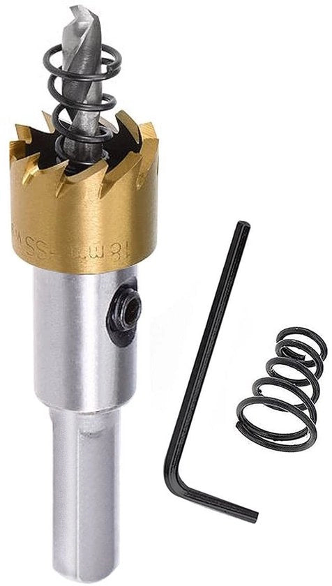 Taglierino per serraggio di porte 18 mm - Serraggio metallo - Alta velocità perforazione - Lunga durata - Per metallo/legno - Inclusa chiave a stella