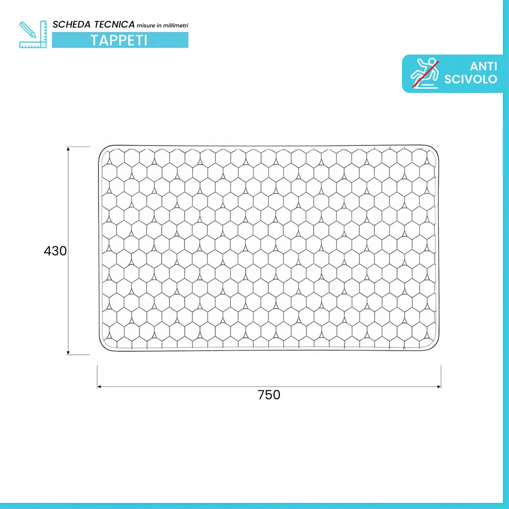 Tappeto bagno antiscivolo azzurro 75x43 cm Maia