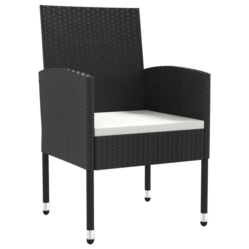 Set da Pranzo da Giardino 5 pz Nero in Polyrattan e Acciaio 3203316