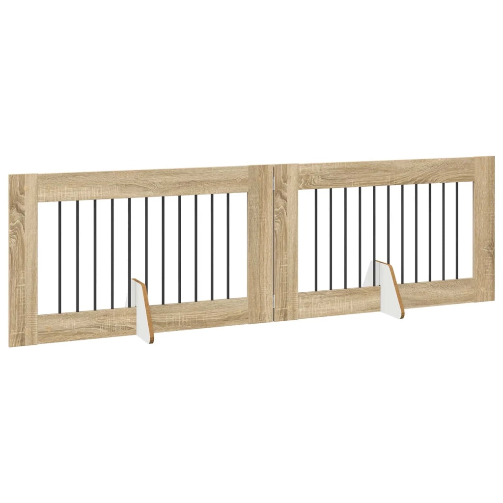 Cancello per cani pieghevole con supporti 2 pz Rovere Sonoma 892110