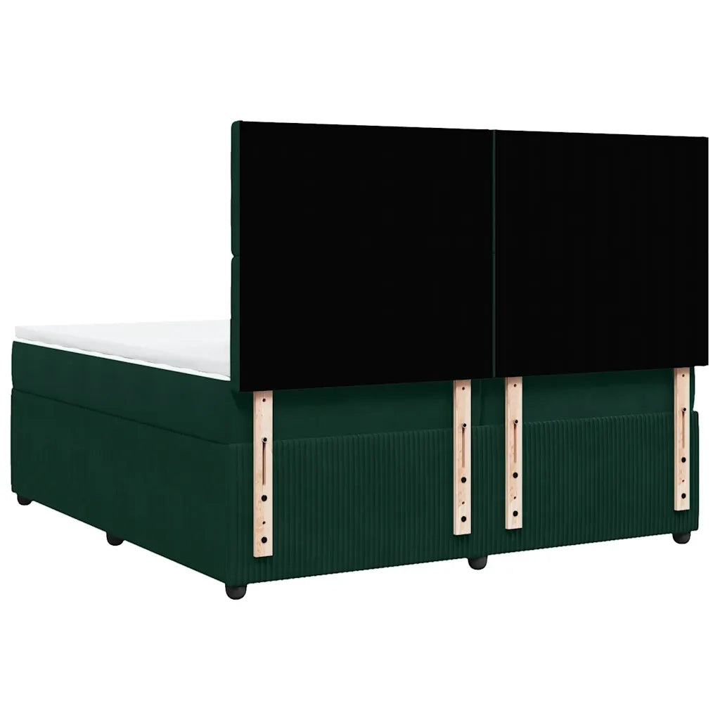 Giroletto a Molle con Materasso Verde Scuro 200x200 cm Velluto 3292445
