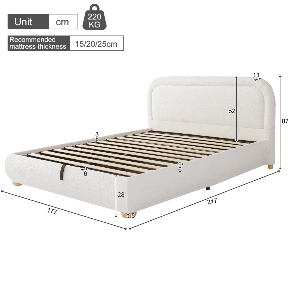 letto imbottito bouclé bianco 160 x 200 cm