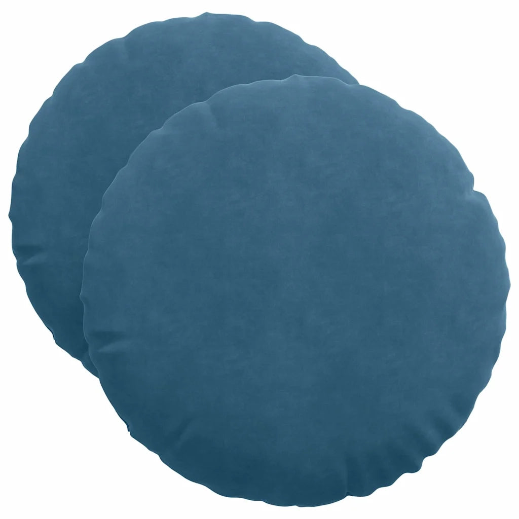 Cuscini per Seduta 2 pcs Blu Ø50 x 19 cm Velluto 42014173