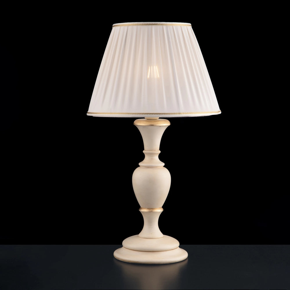 Lume in legno avorio e oro 1 luce con paralume dm.35 Fiorenza