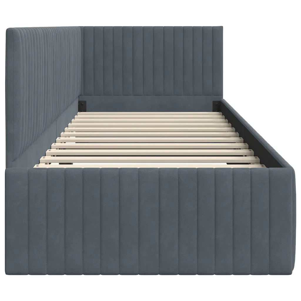 Cornice del letto ad angolo Grigio scuro 80 cm x 200 cm Velluto