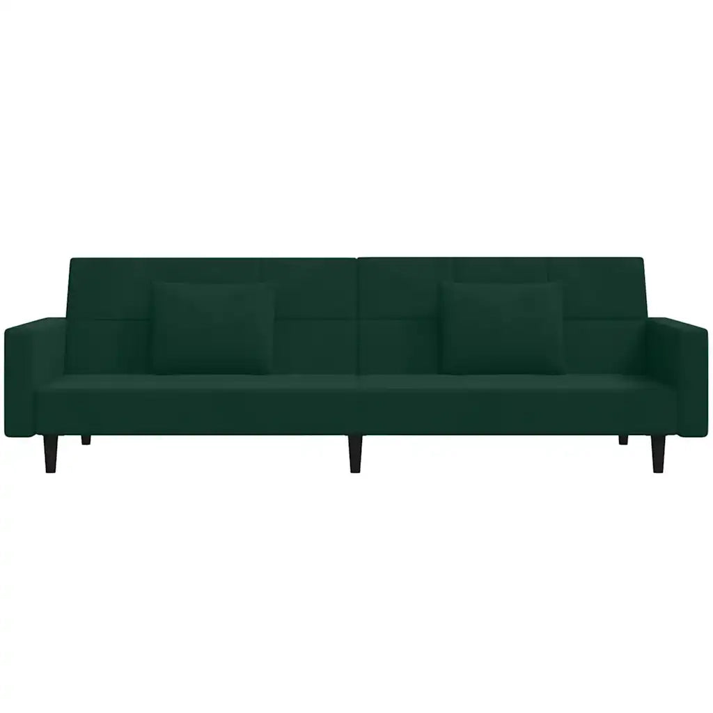 Divano letto | Sof¨¤ letto | Letto singolo a 2 Posti con 2 Cuscini Verde Scuro in Velluto