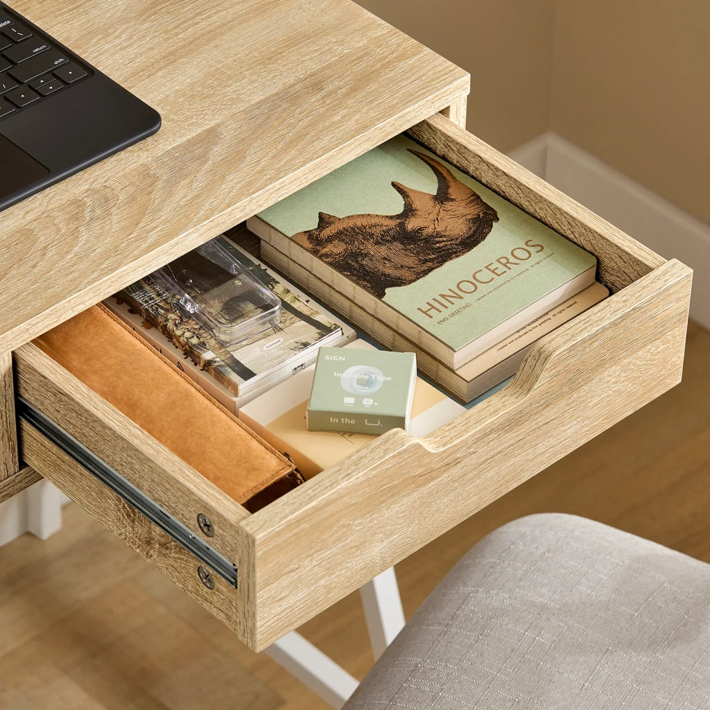 Scrivania Piccola con libreria, cassetto e cubo Misura del Piano del Tavolo L76*P50*A75 cm FWT63-N