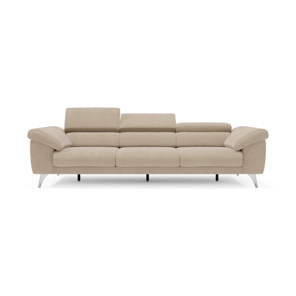 Donatello Divano con 3 sedute allungabili braccioli contenitore e poggiatesta reclinabili in tessuto smacchiabile T23 265 cm beige