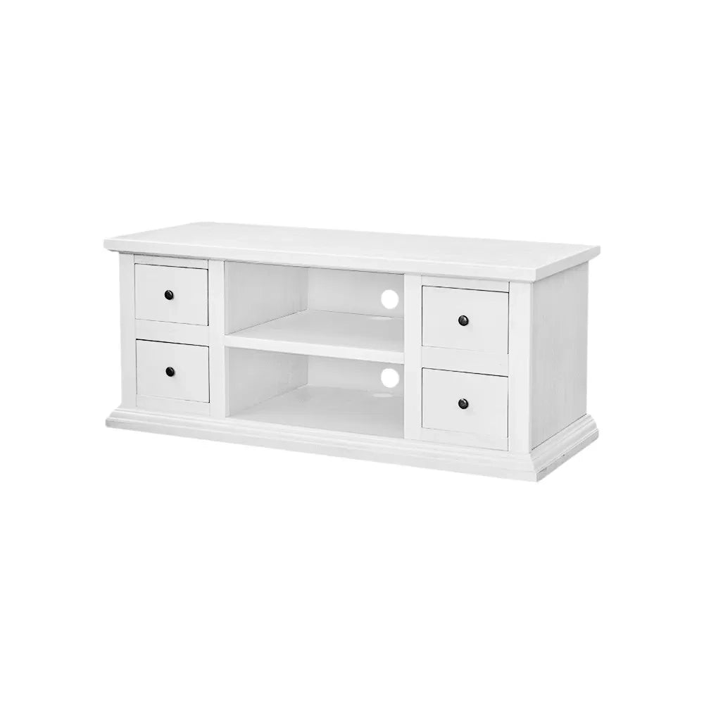 Porta tv 4 cassetti 2 vani a giorno shabby bianco 120x50x53 - Mobili 2G