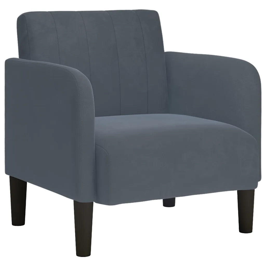 Divano Sedia con Braccioli-Poltrona-Sofa Relax Grigio Scuro 54 cm in Velluto