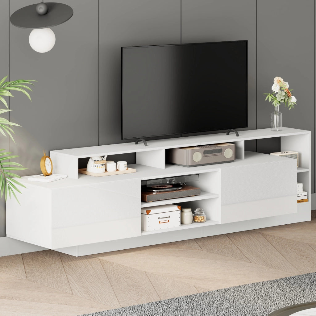 Mobile TV con LED ¨C MINIMAL ¨C Bianco Lucido, 190x40x48.5 cm